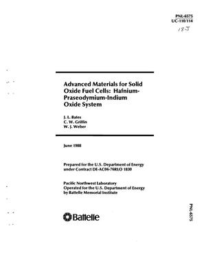 Advanced materials for solid oxide fuel cells: Hafnium-Praseodymium-Indium Oxide System