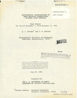 Spectroscopic investigations of small-molecule interactions on metal oxide surfaces. Final report, September 1, 1978-December 31, 1981