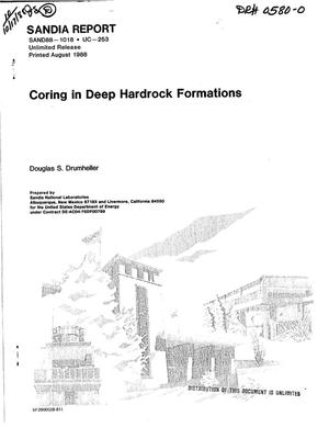 Coring in deep hardrock formations