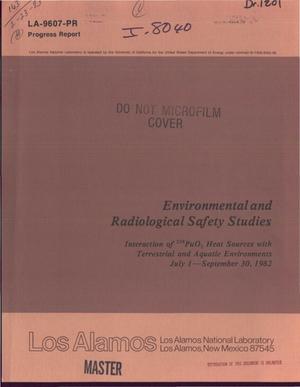 Environmental and radiological safety studies: interaction of /sup 238/PuO/sub 2/ heat sources with terrestrial and aquatic environments. Progress report, July 1-September 30, 1982