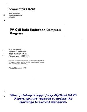 PV-cell data-reduction computer program (draft). [PV-TAP, PVDR]