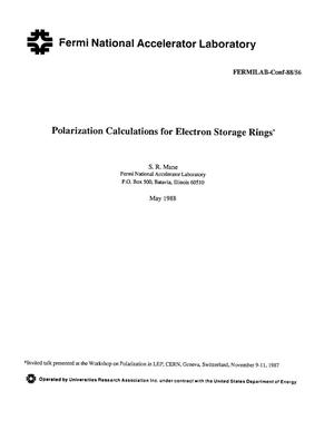 Polarization calculations for electron storage rings