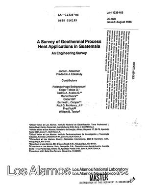 A survey of geothermal process heat applications in Guatemala: An engineering survey