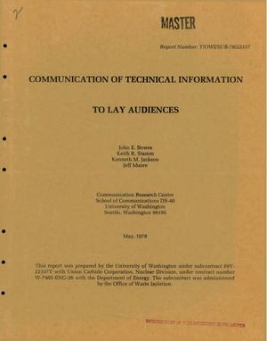 Communication of technical information to lay audiences. [National Waste Terminal Storage (NWTS) program]