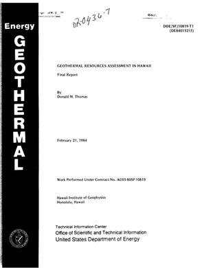 Geothermal resources assessment in Hawaii. Final report