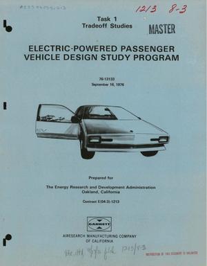 Electric-powered passenger vehicle design study program. Task 1. Tradeoff studies