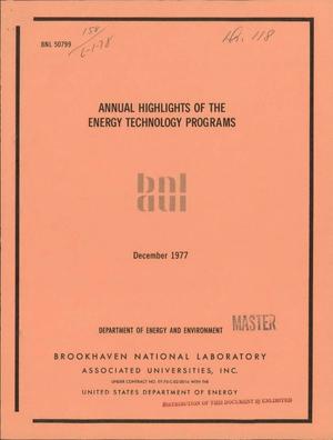 Annual highlights of the energy technology programs