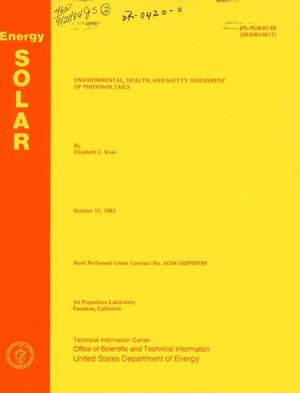Environmental, health, and safety assessment of photovoltaics