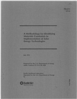 Methodology for Identifying Materials Constraints to Implementation of Solar Energy Technologies