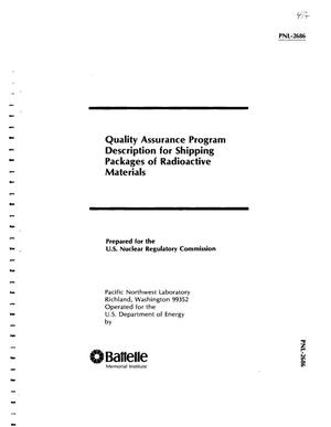 Quality assurance program description for shipping packages of radioactive material