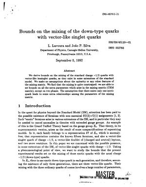 Bounds on the Mixing of the Down-Type Quarks With Vector-Like Singlet Quarks
