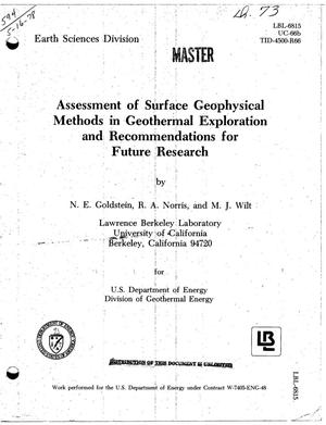 Assessment of surface geophysical methods in geothermal exploration and recommendations for future research