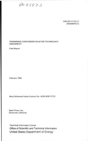 Thermionic conversion reactor technology assessment. Final report
