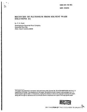 Recovery of plutonium from solvent wash solutions