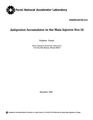Antiproton Accumulator in the Main Injector era (2)