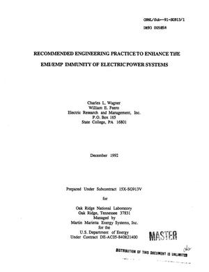 Recommended engineering practice to enhance the EMI/EMP immunity of electric power systems