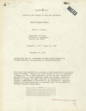 Studies on the control of cell wall extension. Progress report, September 1, 1979-August 31, 1980