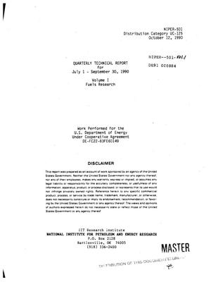 National Institute for Petroleum and Energy Research quarterly technical report, July 1--September 30, 1990