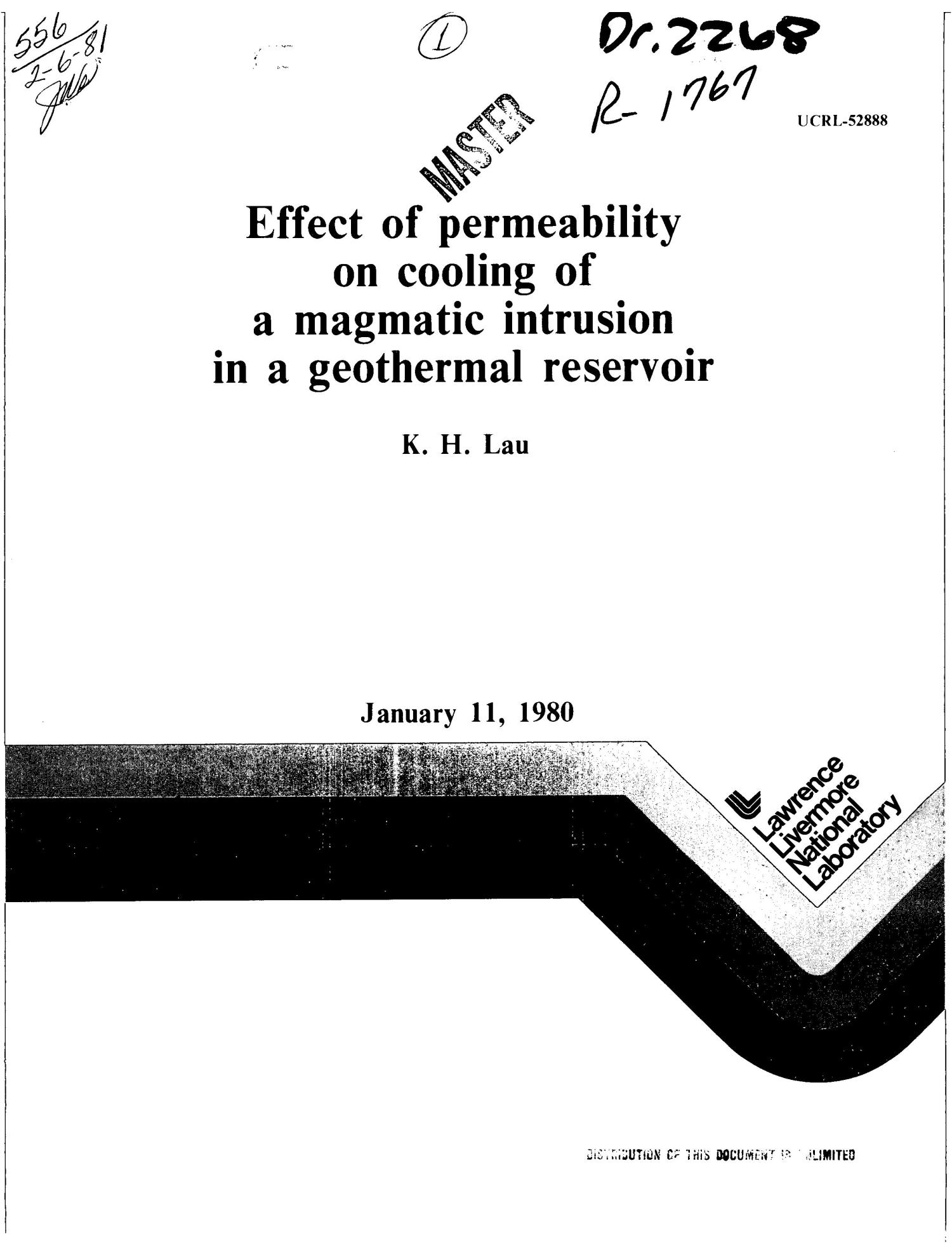 Effect of permeability on cooling of a magmatic intrusion in a