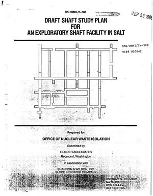 An exploratory shaft facility in SALT: Draft shaft study plan