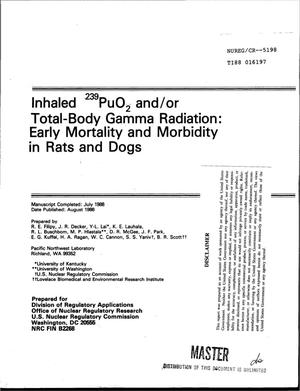Inhaled /sup 239/PuO/sub 2/ and/or total-body gamma radiation: Early mortality and morbidity in rats and dogs