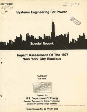 Impact assessment of the 1977 New York City blackout. Final report