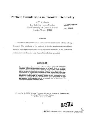 Particle Simulations in Toroidal Geometry