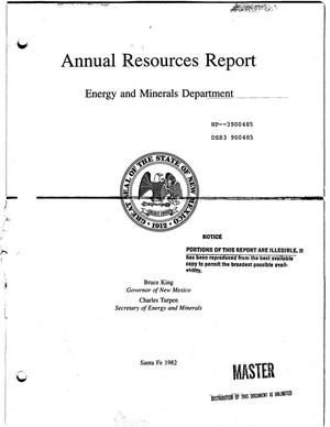 Annual resources report. [Glossary on technical terms]