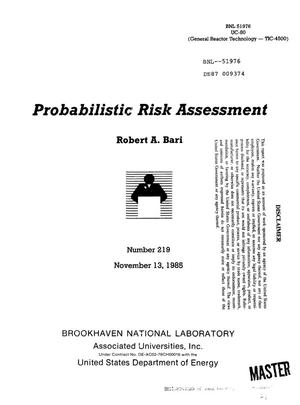 Probabilistic Risk Assessment: Number 219