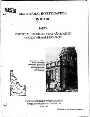 Water information bulletin No. 30 geothermal investigations in Idaho