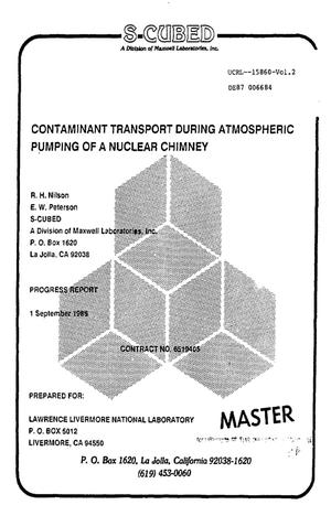 Contaminant transport during atmospheric pumping of a nuclear chimney: Progress report