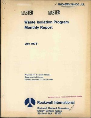 Basalt Waste Isolation Program: monthly report
