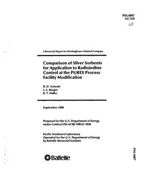 Comparison of silver sorbents for application to radioiodine control at the PUREX process facility modification. [Iodine 129]