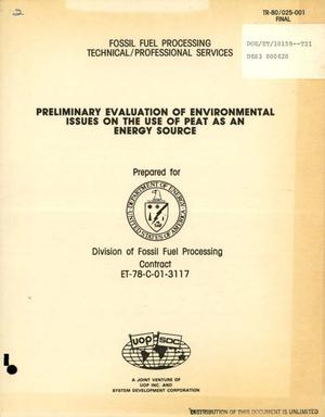 Preliminary evaluation of environmental issues on the use of peat as an energy source