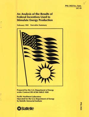 Analysis of the results of Federal incentives used to stimulate energy production