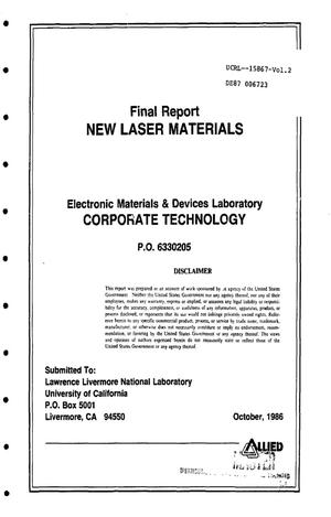 New laser materials: Final report