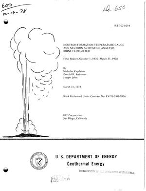 Neutron formation temperature gauge and neutron activation analysis brine flow meter. Final report, October 1, 1976--March 31, 1978