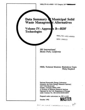Data Summary of Municipal Solid Waste Management Alternatives, Volume 4: Appendix B--RDF Technologies