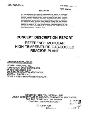 Reference modular High Temperature Gas-Cooled Reactor Plant: Concept description report