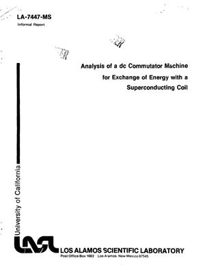 Analysis of a dc commutator machine for exchange of energy with a superconducting coil