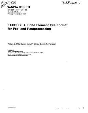 EXODUS: A Finite Element File Format for Pre- and Postprocessing