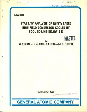 Stability analysis of NbTi-Ta-based high field conductor cooled by pool boiling below 4 K