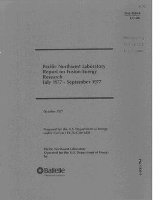 Pacific Northwest laboratory report on fusion energy research, July 1977--September 1977