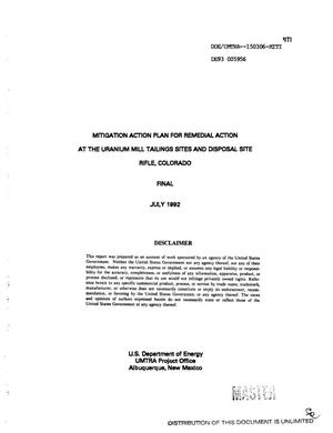Mitigation action plan for remedial action at the Uranium Mill Tailing Sites and Disposal Site, Rifle, Colorado