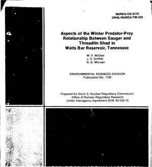 Aspects of the winter predator--prey relationship between sauger and threadfin shad in Watts Bar Reservoir, Tennessee