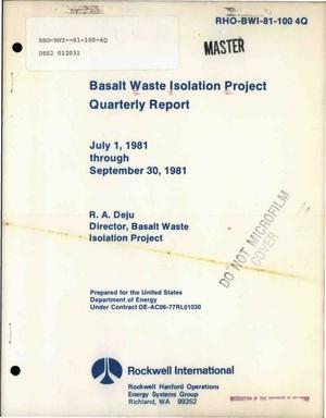 Basalt Waste Isolation Project. Quarterly report, July 1, 1981-September 30, 1981