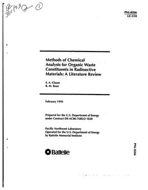 Methods of chemical analysis for organic waste constituents in radioactive materials: A literature review