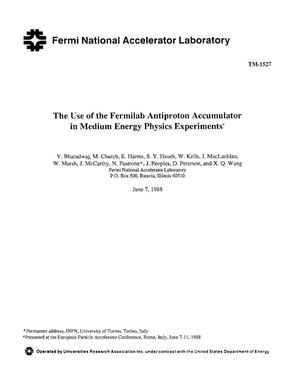 The use of the Fermilab antiproton Accumulator in medium energy physics experiments