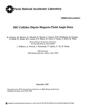 SSC collider dipole magnets field angle data