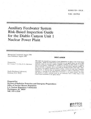 Auxiliary feedwater system risk-based inspection guide for the Diablo Canyon Unit 1 Nuclear Power Plant